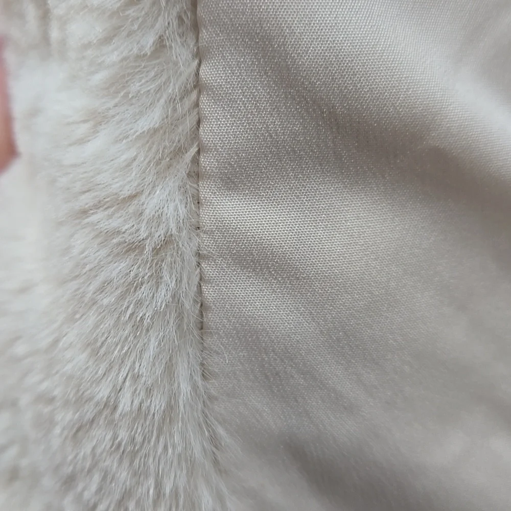 Cropped Hooded Jacket, Stoosh, Small, Faux Fur, Pockets, Elastic Waist, Zip Up